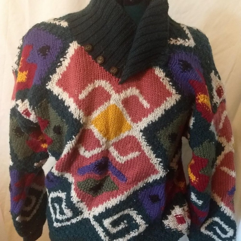 Vintage Boston Traders Chunky Knit Wool Sweater Size Small